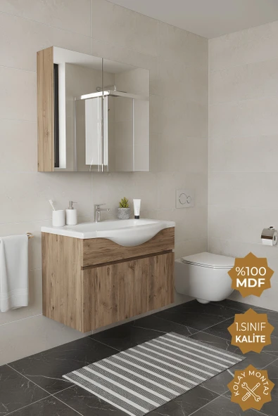 Teta Home Kahire 65 Cm Mdf Banyo Dolabı Seti  Atlantik Çam ürün görseli