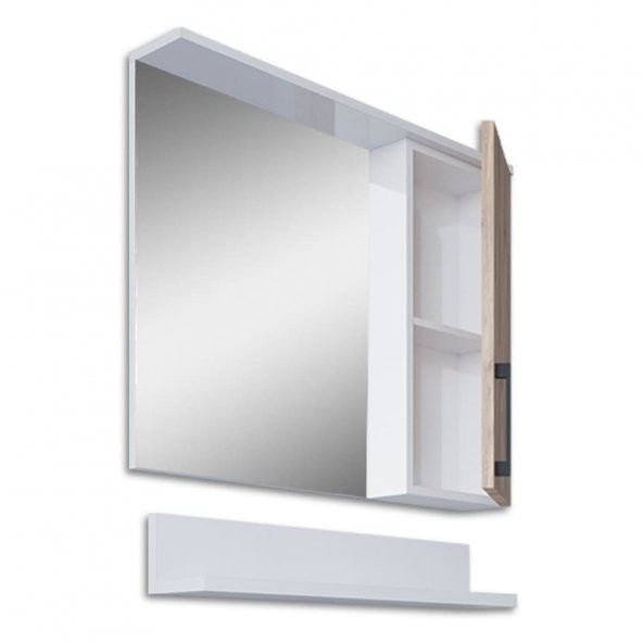 Teta Home Eko 65 Cm Mdf Banyo Aynalı Üst Dolap  Beyaz-Atlantik Çam - 2
