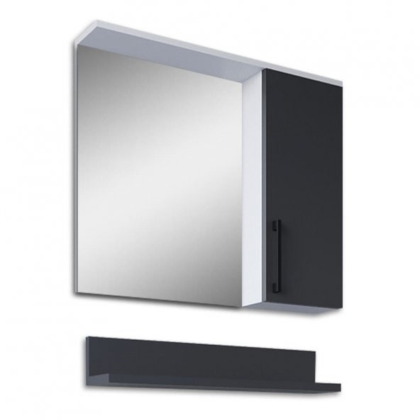 Teta Home Eko 65 Cm Mdf Banyo Aynalı Üst Dolap  Beyaz-Antrasit - 2