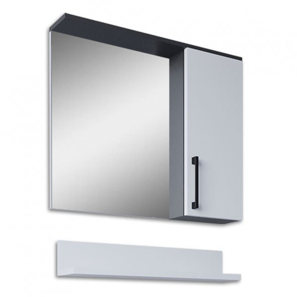 Teta Home Eko 65 Cm Mdf Banyo Aynalı Üst Dolap  Antrasit-Beyaz