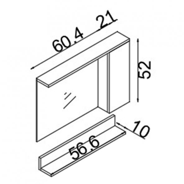 Teta Home Eko 65 Cm Mdf Banyo Aynalı Üst Dolap  Beyaz-Antrasit - 3
