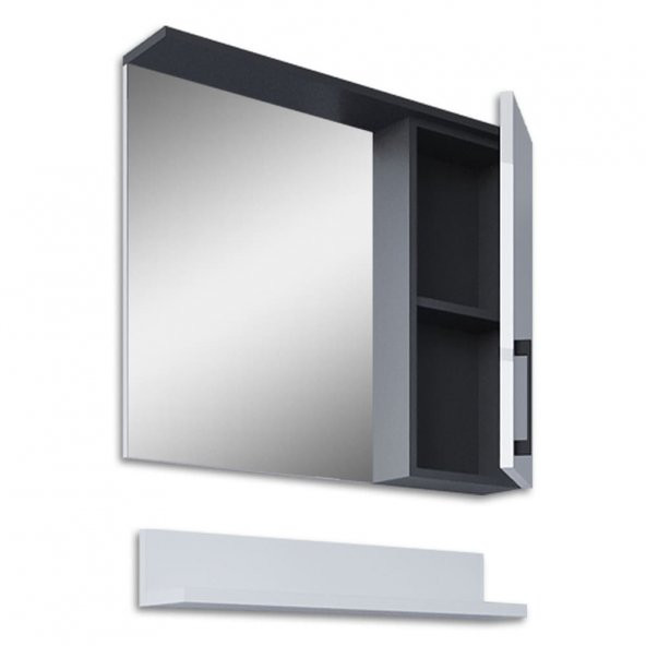 Teta Home Eko 65 Cm Mdf Banyo Aynalı Üst Dolap  Antrasit-Beyaz - 2