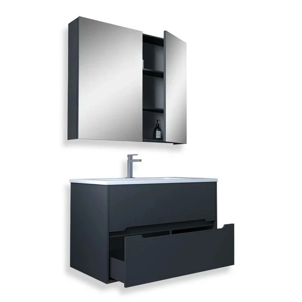 Teta Home Madrid 65 cm Mdf Banyo Dolabı Seti  Antrasit - 2