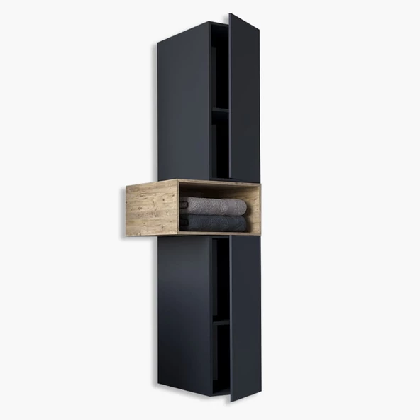 Teta Home Madrid Mdf Banyo Boy Dolabı  Antrasit-Atlantik Çam - 2