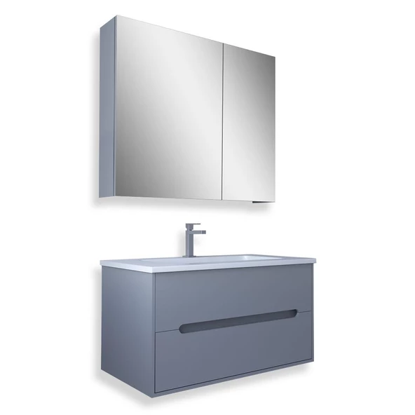 Teta Home Madrid 65 cm Mdf Banyo Dolabı Seti  Sis gri