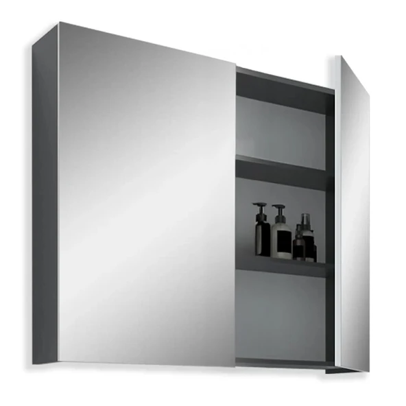 Teta Home Tokyo 65CM Mdf Banyo Üst Aynalı Dolap  Antrasit-Beyaz - 2