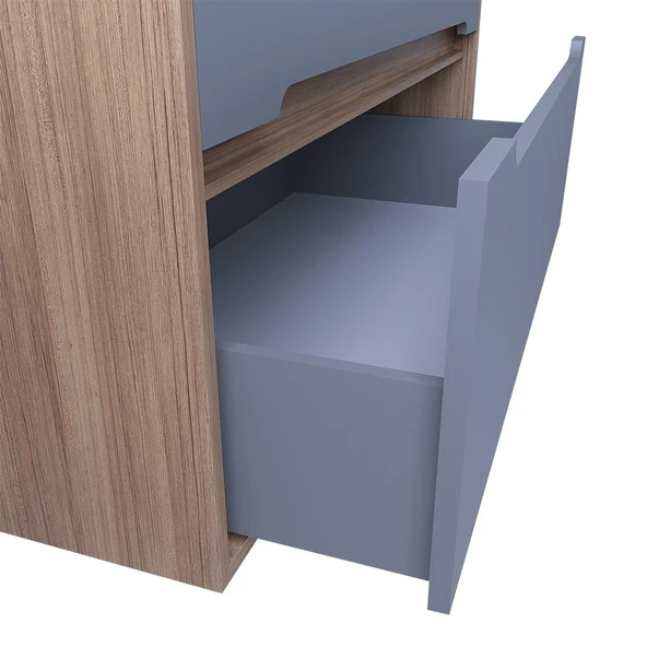 Teta Home Madrid 65 cm Mdf Banyo Lavabolu Alt Dolap  Teak-Sis Gri - Resim 3