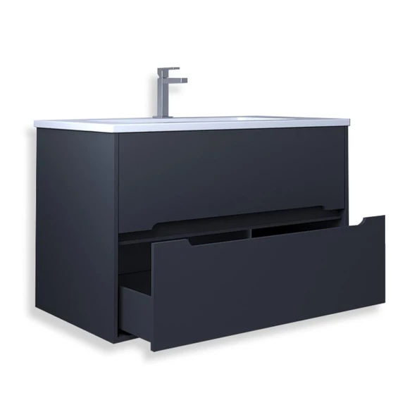 Teta Home Madrid 80 cm Mdf Banyo Lavabolu Alt Dolap  Antrasit - Resim 2