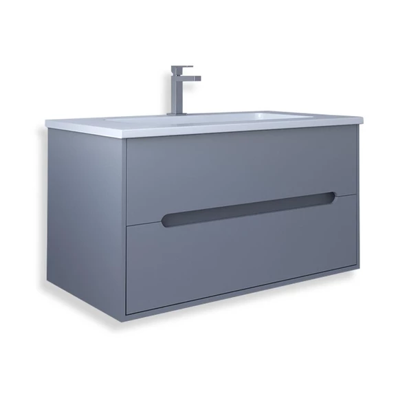 Teta Home Madrid 65 cm Mdf Banyo Lavabolu Alt Dolap  Sis gri