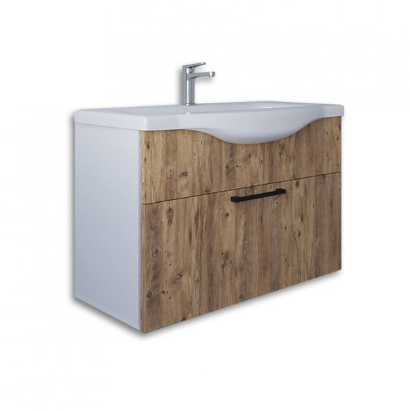 Teta Home Eko 65 cm Mdf Banyo Lavabolu Alt Dolap  Beyaz-Atlantik Çam