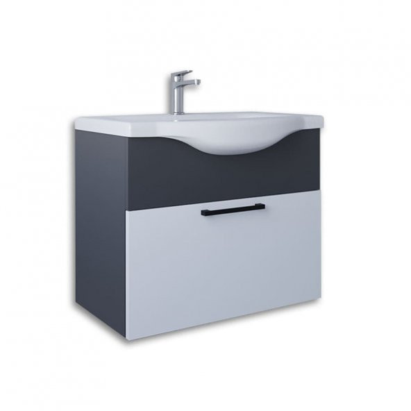 Teta Home Eko 65 cm Mdf Banyo Lavabolu Alt Dolap  Antrasit-Beyaz