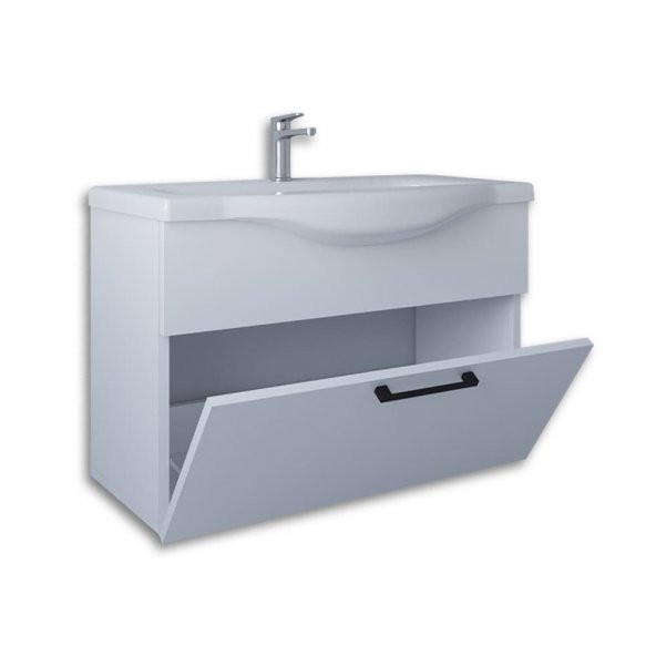 Teta Home Eko 80 cm Mdf Banyo Lavabolu Alt Dolap  Beyaz - 2