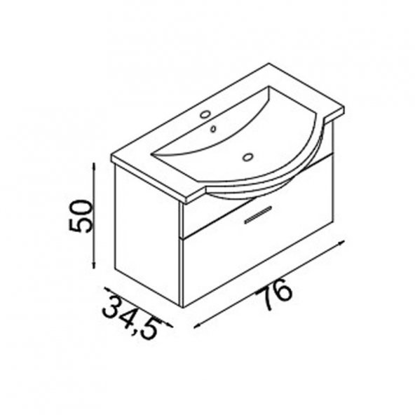 Teta Home Eko 80 cm Mdf Banyo Lavabolu Alt Dolap  Antrasit-Beyaz - 6