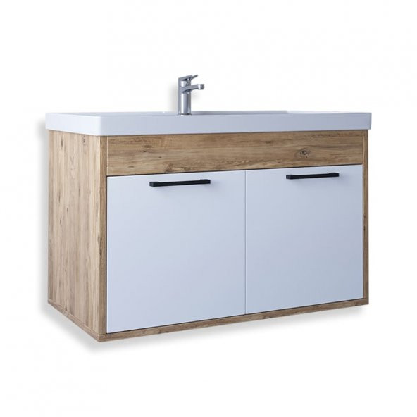 Teta Home Lizbon 80 Cm Mdf Banyo Lavabolu Alt Dolap  Atlantik Çam-Beyaz
