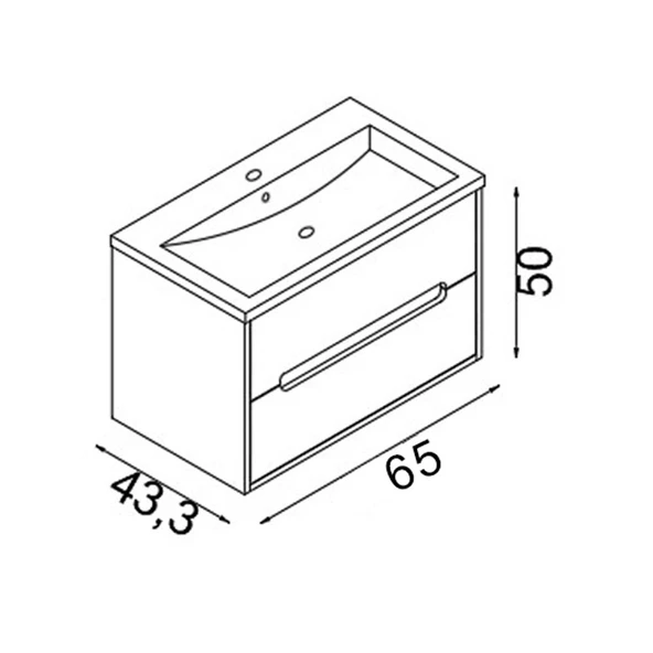 Teta Home Madrid 65 cm Mdf Banyo Lavabolu Alt Dolap  Teak-Sis Gri - Resim 5