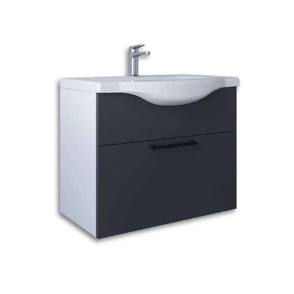 Teta Home Eko 65 cm Mdf Banyo Lavabolu Alt Dolap  Beyaz-Antrasit