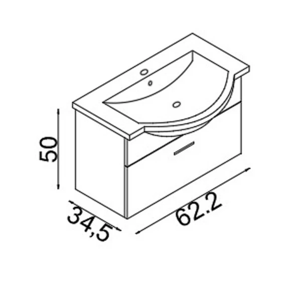 Teta Home Eko 65 cm Mdf Banyo Lavabolu Alt Dolap  Antrasit-Beyaz - Resim 4