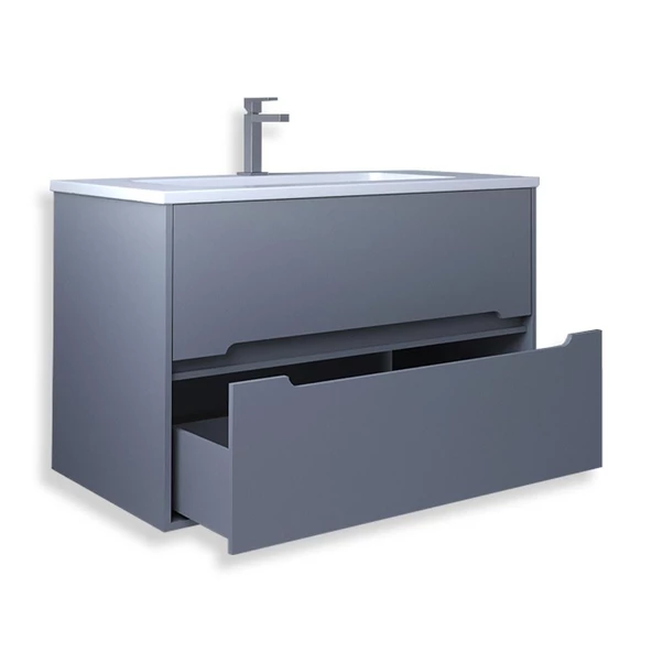 Teta Home Madrid 80 cm Mdf Banyo Lavabolu Alt Dolap  Sis gri - Resim 2