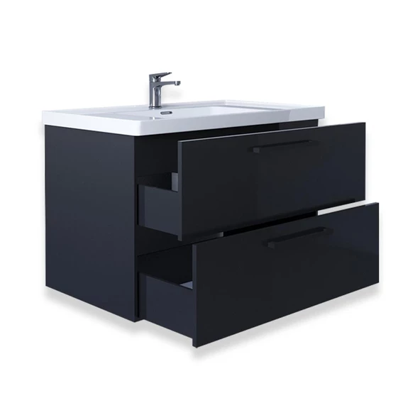 Teta Home Batum 80 cm Mdf Banyo Lavabolu Alt Dolap  Antrasit - 2