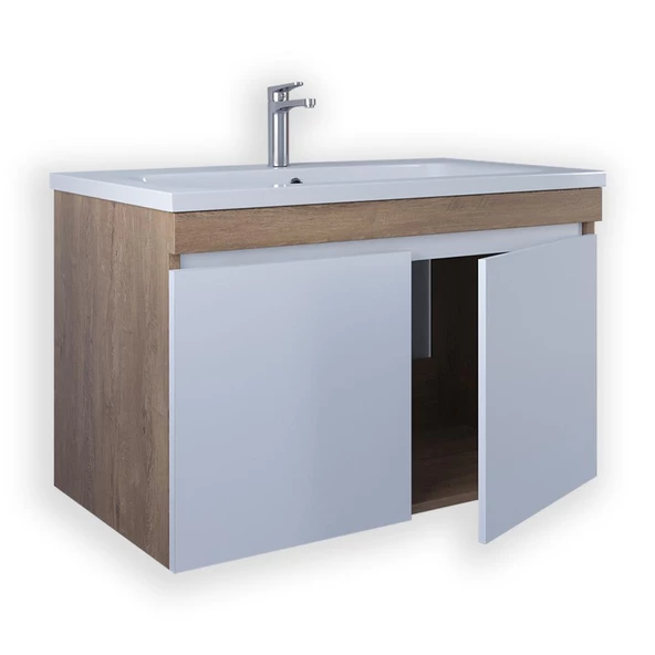 Teta Home Tokyo 65 cm Mdf Banyo Lavabolu Alt Dolap  Kafkas Meşe-Beyaz - 2