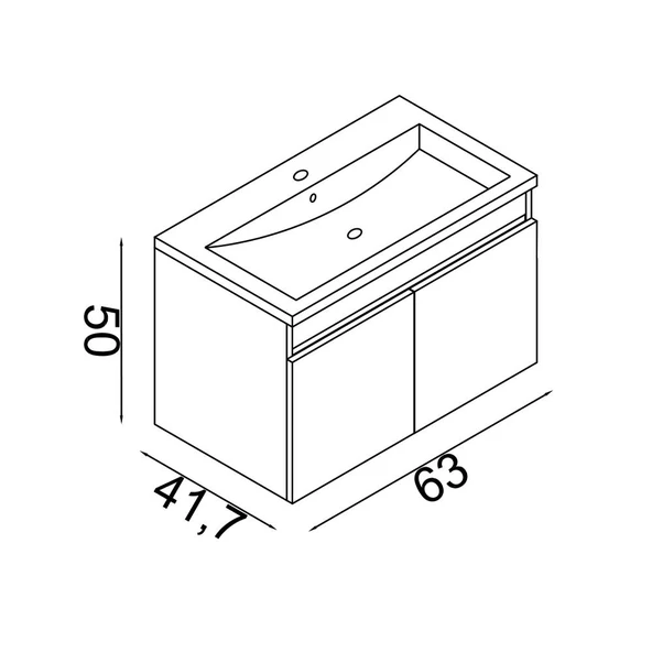 Teta Home Tokyo 65 cm Mdf Banyo Lavabolu Alt Dolap  Beyaz - 5
