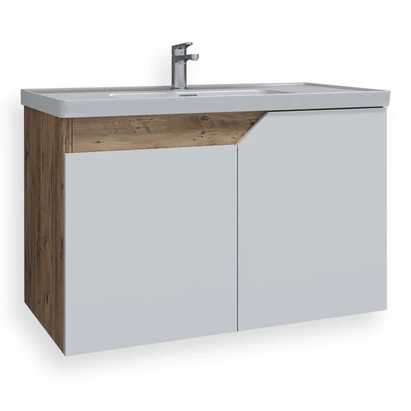 Teta Home Napoli 80 Cm Mdf Banyo Lavabolu Alt Dolap  Atlantik Çam-Beyaz