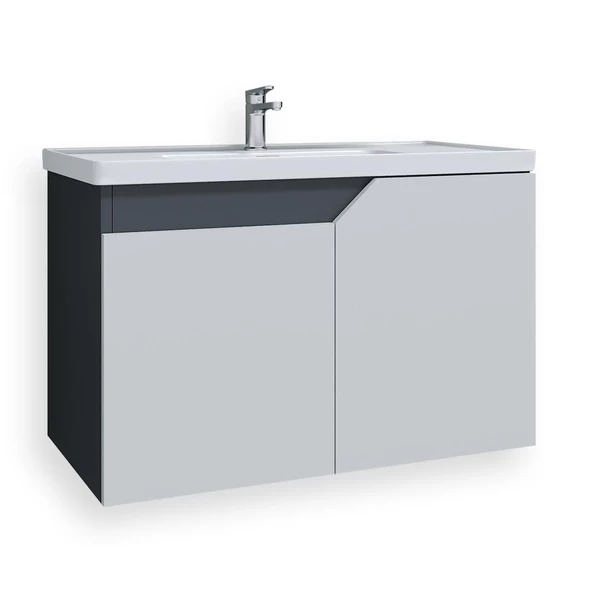 Teta Home Napoli 65 Cm Mdf Banyo Lavabolu Alt Dolap  Antrasit-Beyaz