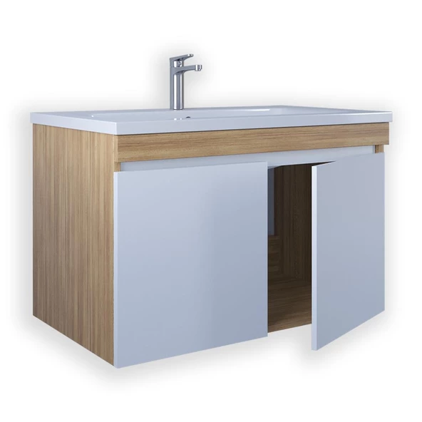 Teta Home Tokyo 65 cm Mdf Banyo Lavabolu Alt Dolap  Teak-Beyaz - 2