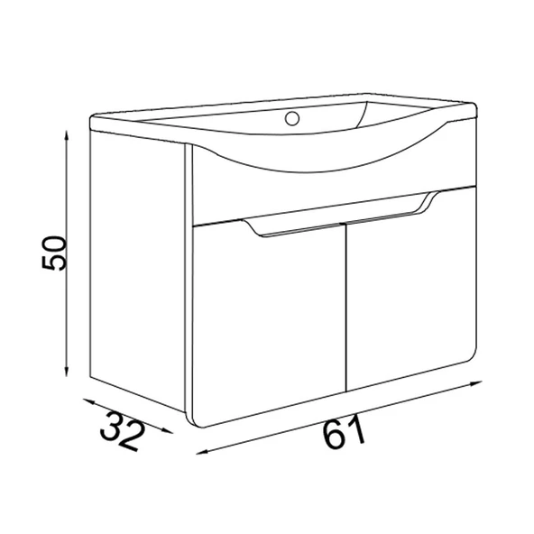 Teta Home Meksika 65 cm Mdf Banyo Lavabolu Alt Dolap  Beyaz-Antrasit - 4