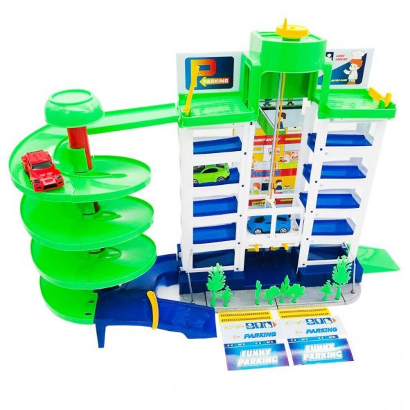 Toysan Oyuncak Asansörlü Garaj Seti TOY-41, 3lü Arabalı Garaj Seti - 2