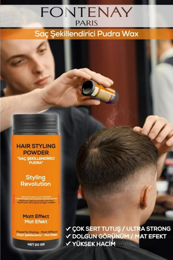 Fontenay Saç Şekillendirici Pudra Toz Wax Ultra Strong Turuncu + Şekil Tarağı + Saç Sprey 3Lü Set - 2