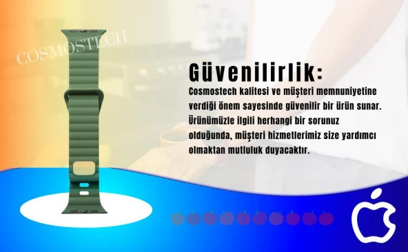 Cosmostech Akıllı Saat Watch için Uyumlu 42MM 44MM 45MM 49MM 1/2/3/4/5/6/se/7/8/ultra Silikon Kordon ve Kayışı Dalgalı Şerit Tasarım Yeşil - Resim 7