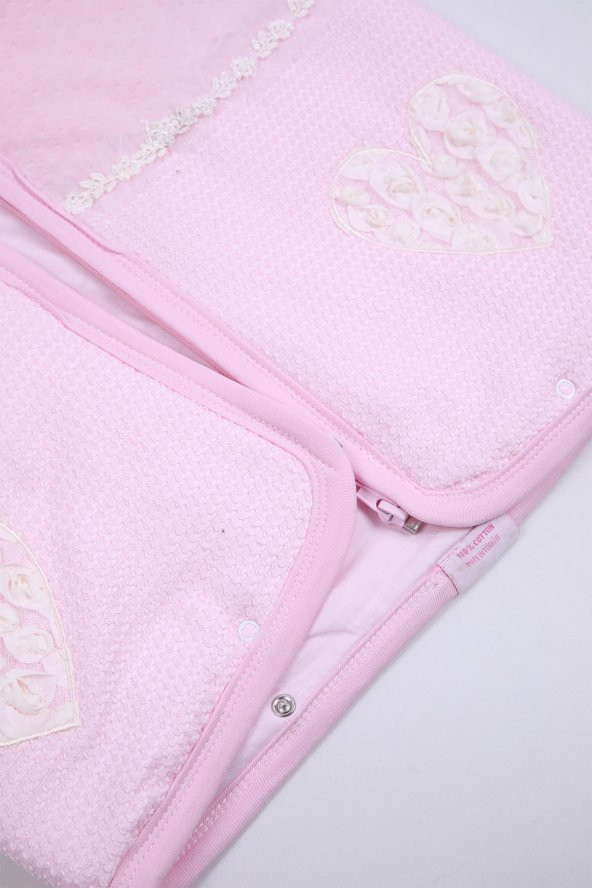 Babyhola 100 Pamuk Kız Erkek Bebek Kundak Fermuarlı Kadife Battaniye Yenidoğan Hediyelik Hastane Çıkışı 3999 - 6