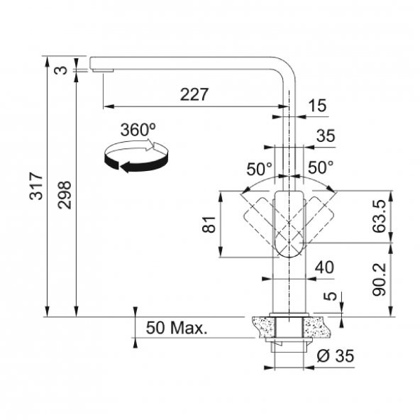 Franke MYTHOS FLAT BLACK STEEL Armatür - 2
