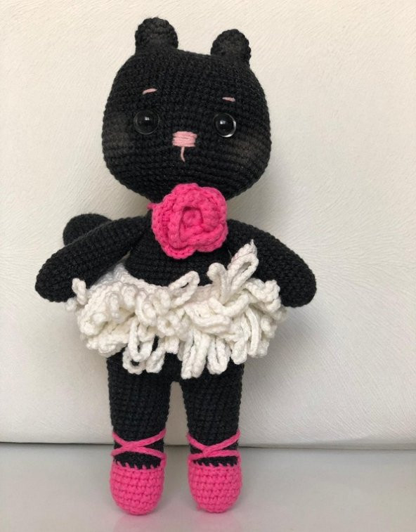 Şirin Balerin Kedi Amigurumi Organik Oyuncak - 1
