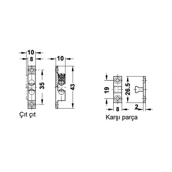 Hafele Bilyalı Çıt Çıt Pirinç Parlak 50mm - 2