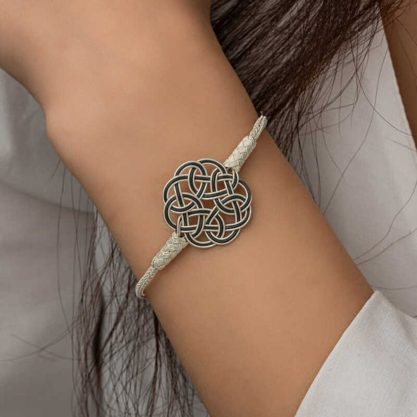 Gümüş Kazaziye Örgü Bileklik  SL5228 - Resim 4