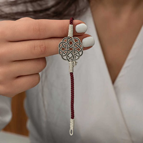 Gümüş Kazaziye Örgü Bileklik  SL5227 - Resim 6