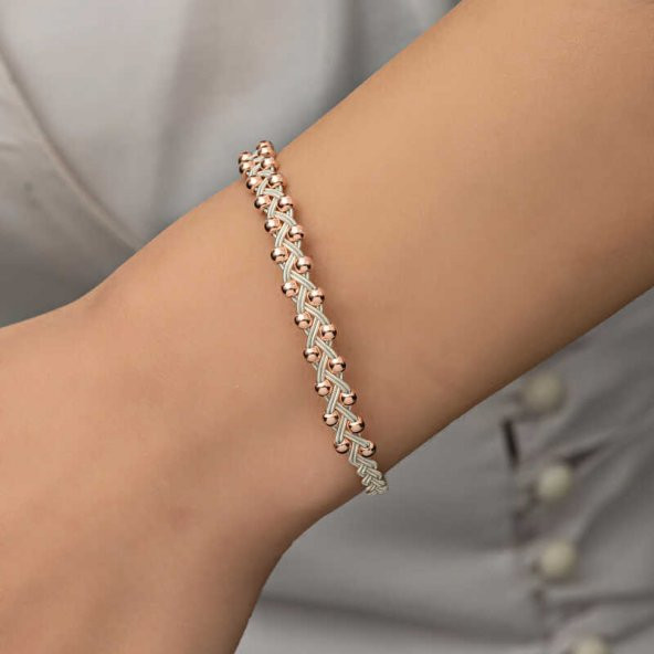 Gümüş Kazaziye Örgü Bileklik  SL5225 - Resim 3