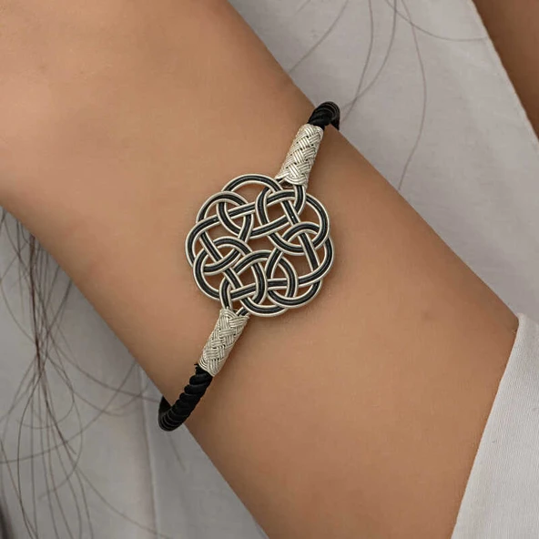 Gümüş Kazaziye Örgü Bileklik  SL5218 - Resim 11