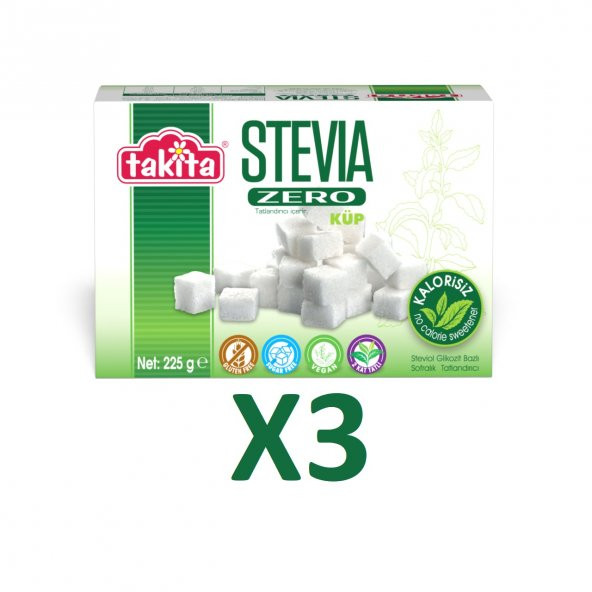 Takita Stevia Zero Küp Beyaz Tatlandırıcı 225 g X 3 Adet