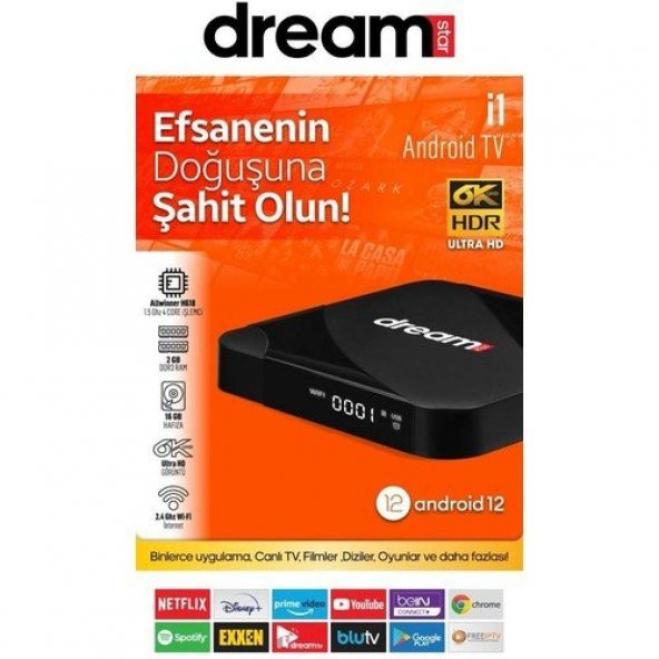 Dreamstar I1 Android Tv Box 2gb Ram 16GB Hafıza Android 12