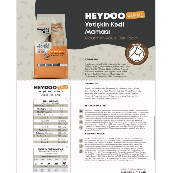 Heydoo Gurme Tavuklu Renkli Taneli Yetişkin Kedi Maması 12 kg - 4