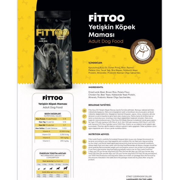 Fittoo Kuzu Etli Yetişkin Köpek Maması 15 kg - 4