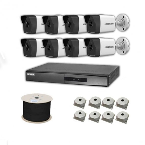 Hikvision 4mp Mikrofonlu 8 Kameralı Tak Çalıştır Hazır IP Kamera Seti Hard Disk Yoktur
