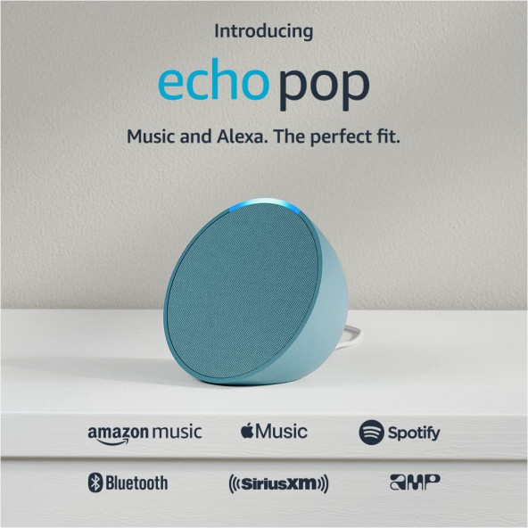 Echo Pop - Tam Ses Kompakt Akıllı Hoparlör - Deniz Mavisi