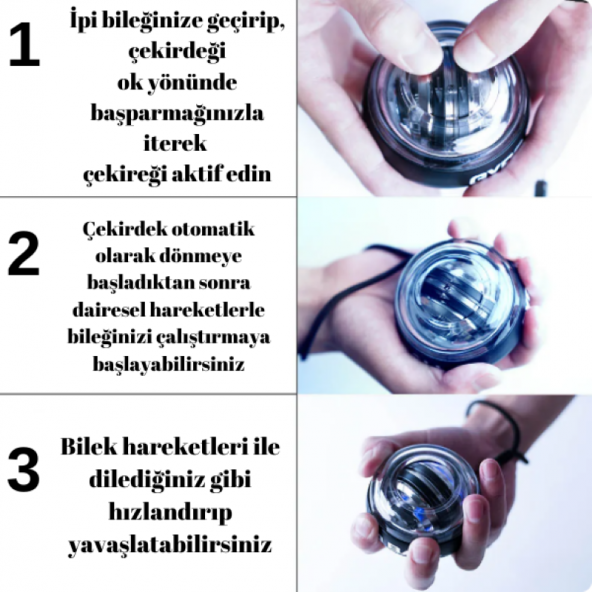 Gyro Ball El ve Bilek Egzersiz Topu Autostart Ve Powerball Egzersiz Topu - 2