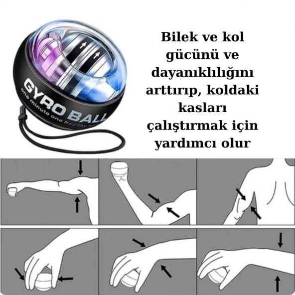 Gyro Ball El ve Bilek Egzersiz Topu Autostart Ve Powerball Egzersiz Topu - 8