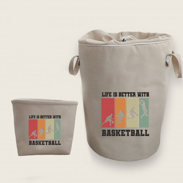 Life Basketball Nakışlı Bez Oyuncak & Kirli Sepet Seti
