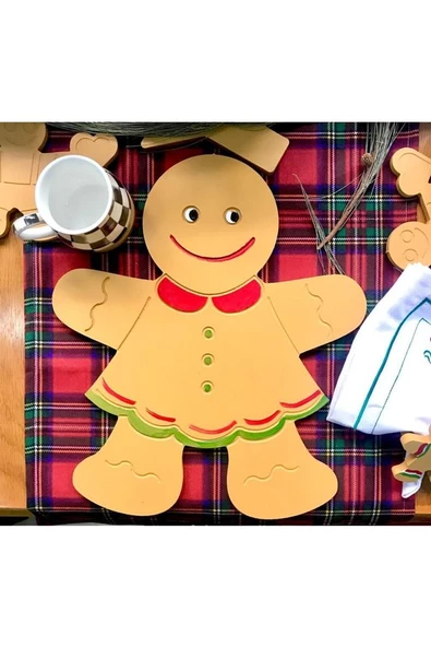 Gingerbread Kurabiye Ahşap Supla - Amerikan Servis - Tabak Altı (KIZ)